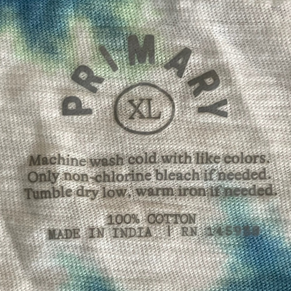 Primary Women's Multicolor Tie Dye V-Neck Short Sleeve Relaxed T-Shirt Size XL - Picture 4 of 5